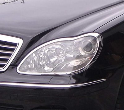 《※金螃蟹※》賓士BENZ W220 2002~2005年系列 鍍鉻 左前保桿飾條S320 S350 S400 S500