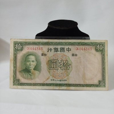 老錢幣中華民國二十六年印拾圓紙鈔懷舊復古風格擺飾（996）