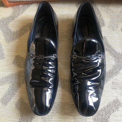 [品味人生2]保證正品 LOUIS VUITTON LV 黑色 漆皮 皮鞋 size UK10 euro 44