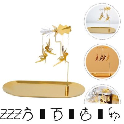 方塊百貨-Table Top Decor Tray Gold Trim Candle Holder Rotating Candle-服務保障