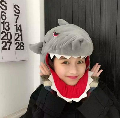 【鯊魚頭套帽子】抖音 大白鯊 萬聖節聖誕節服裝配件 恐龍裝 鯊魚裝 cosplay 拍照道具 角色扮演 老蕭-qq