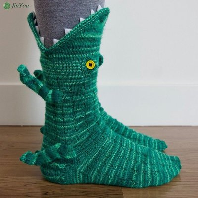 熱銷 休閒襪 襪子 全棉 鱷魚襪 青年襪子 日系風 Knit Crocodile Socks 耶誕 針織鱷魚襪 針織創意