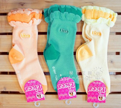 日本製童襪--日本進口Licca莉卡娃娃棉質刺繡童襪16-21cm--秘密花園