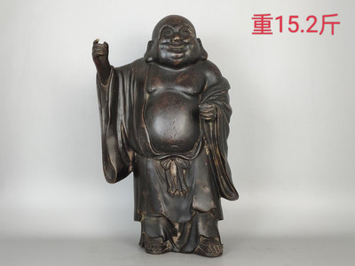 【二手】日本回流 大肚彌勒佛 老銅置物 回流 銅器 擺件 【聚寶軒】-160