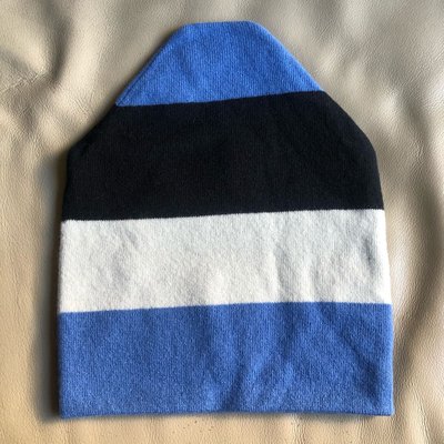 [品味人生2]保證全新正品 Prada  藍黑白  毛料 毛帽   義大利製