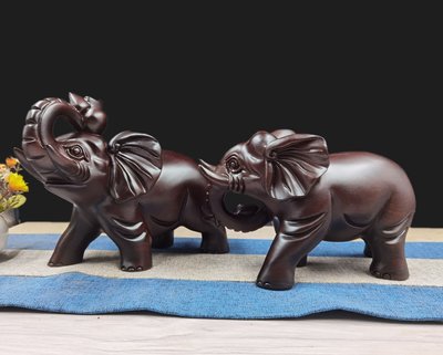 花梨木雕大象擺件大號象一對黑檀木實木大象喬遷家居裝飾工藝禮品