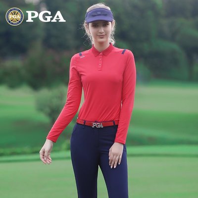 特賣-美國PGA高爾夫套裝女顯瘦秋冬長袖T恤上衣高爾夫球衣服氣質百搭
