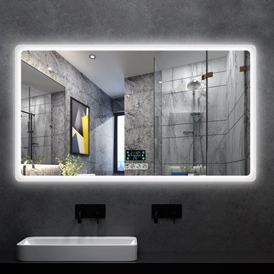 Yishare 衛生間led智能浴室鏡子掛墻帶燈洗手間衛浴鏡無框廁所鏡   可開發票
