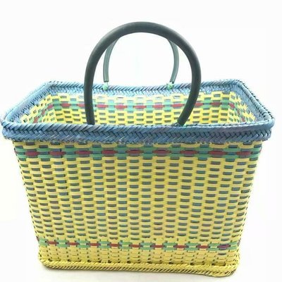 特價~便攜打包帶編織手提藍包裝帶編織籃洗澡籃可折疊買菜籃特價家用 便攜 日系