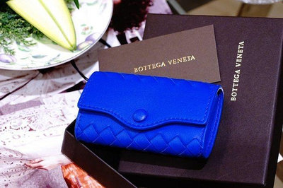 Bottega Veneta 339336 Intrecciato Key Holder 編織 鑰匙包 藍