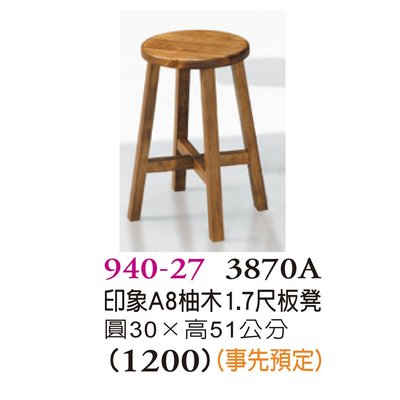 【普普瘋設計】印象A8柚木1.5尺板凳940-27