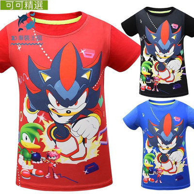 【熱賣精選】刺蝟索尼克 Sonic the Hedgehog 男童T恤 音速小子熱轉印童短袖上衣服裝