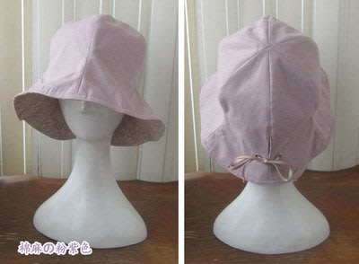 日本pozzyrap精緻蕾絲 雙面戴 日本遮陽帽 防曬帽 小顏帽 綁馬尾可使用 防曬抗UV 55-57CM 麻混粉紫色