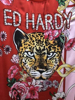 亞軒潮店 潮款現出Ed Hardy 2021新款印花燙鉆休閑圓領仿真絲超薄透氣短袖女款T恤