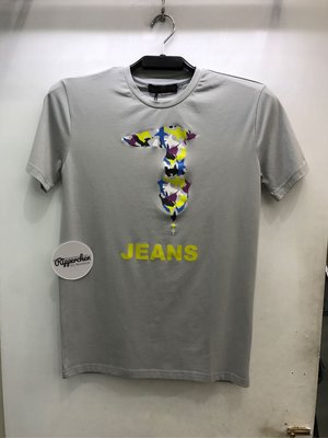Trussardi jeans 淺灰色 螺絲狗 Logo 圖案 圓領T恤 全新正品 男裝 歐洲精品