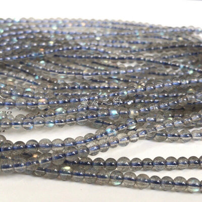 【靈石之約】天然原礦 灰月光 拉長石 3 mm 泛明顯藍彩光 小圓珠 手珠 DIY 材料 半成品