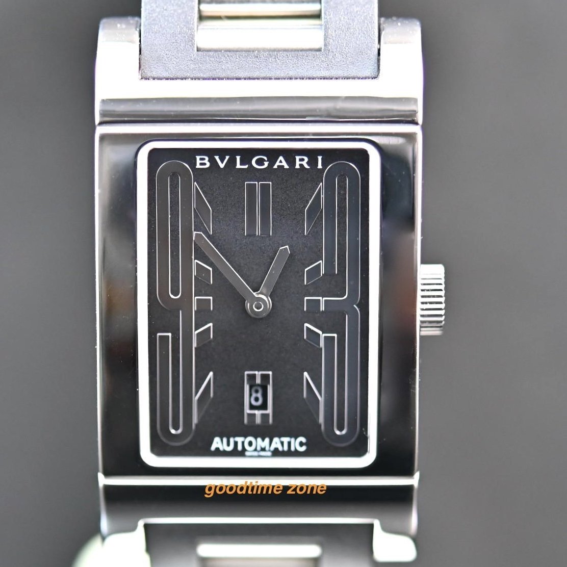 [好時計] BVLGARI 寶格麗Rettangolo 系列RT45S 不鏽鋼橡膠錶帶