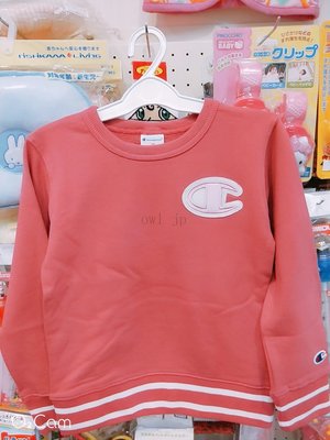 『 貓頭鷹 日本雜貨舖 』Champion立體圖案下襬條紋粉色上衣