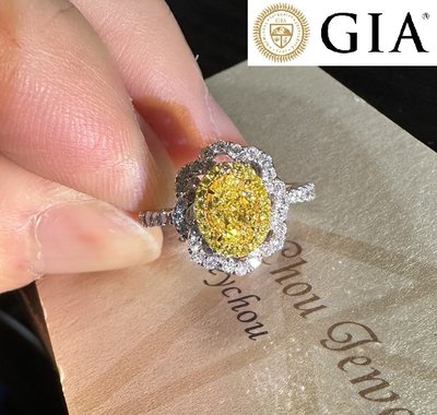 【台北周先生】天然Fancy正黃色鑽石 1克拉 Even分布 超高淨度VVS2 18K美戒 送GIA證書