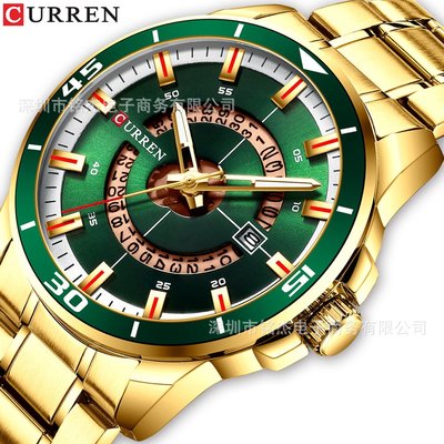 男士手錶 CURREN卡瑞恩8359男士鋼帶手錶時尚簡約防水日歷休閑石英腕錶男錶