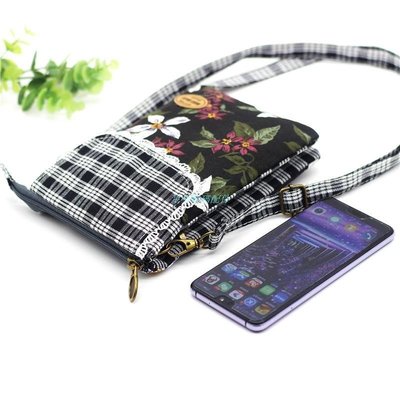 手機袋2022新款 小布包小挎包 手機袋 斜背 棉麻布藝 花朵圖案 手機包零錢包 斜背包 側背小包包  斜背包