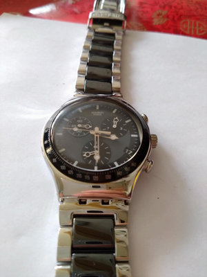 Swatch irony 三眼錶，黑色陶瓷錶帶