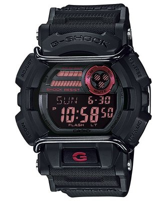 【金台鐘錶】CASIO手錶G-SHOCK 大錶徑 霧面 黑紅為主軸 反轉液晶螢幕 GD-400 GD-400-1