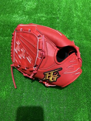 棒球世界全新HiGold硬式牛皮棒壘球投手全封檔手套特價紅色11.5吋反手用