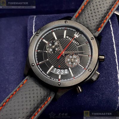 MASERATI手錶,編號R8871627004,46mm黑錶殼,黑紅色錶帶款