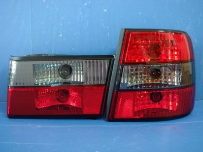 小亞車燈╠ 全新 外銷 高級品 BMW E34 紅黑 晶鑽 尾燈 含 線組 燈泡