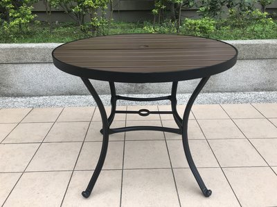 [兄弟牌戶外休閒傢俱]90cm鋁合金塑木圓桌(深咖啡色)/ 1張~不生鏽，塑木超耐用~餐飲營業自用，亦有整組桌椅選購。