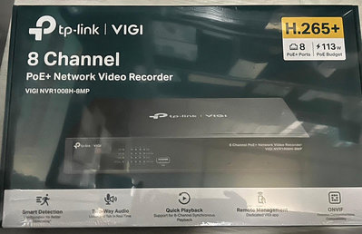 TP-LINK VIGI 8 路 PoE+ 網路監控主機/監視器主機 VIGI NVR1008H-8MP