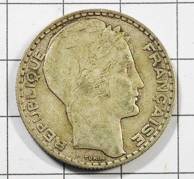 RR045 法國1934年 桂冠 10 FRANCS銀幣