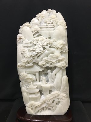 【玉格格】珍藏羊脂級大型和闐白玉山子雕【 山中歲月 】39800 元低價起標 ~~~