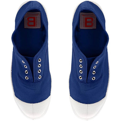 代購 法國22春夏新款bensimon 基本elly款靛藍色有鞋孔鬆緊帶帆布鞋