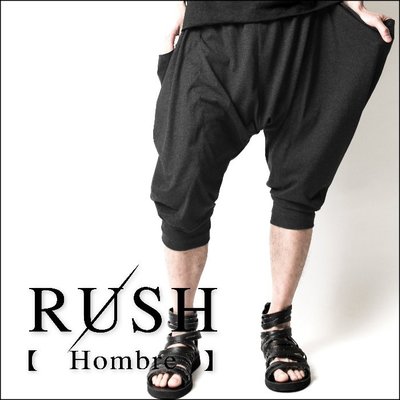RUSH Hombre (曼谷空運 現貨) 設計師款側身超寬垂墜剪裁口袋七分飛鼠束口褲 (男女皆可) (原價880)