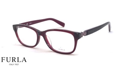 【本閣】FURLA VU4839 義大利精品光學眼鏡方膠框 男女酒紅色 與GUCCI同型 竹節造型粗厚