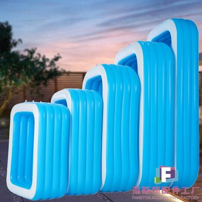 加厚PVC藍白長方形充氣游泳池 兒童洗澡水池家用戶外大型家庭泳池-范斯頓配件工廠