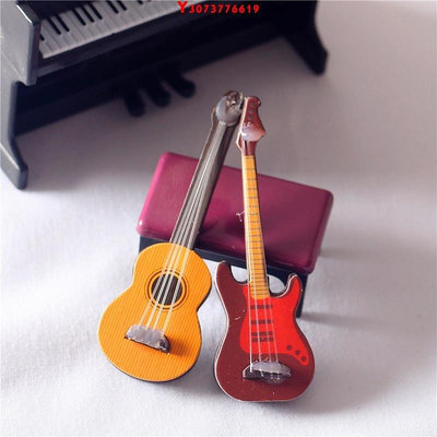 新款推薦 迷你仿真小提琴 電吉他 微縮場景模型桌面樂器裝飾小擺件拍攝 可開發票
