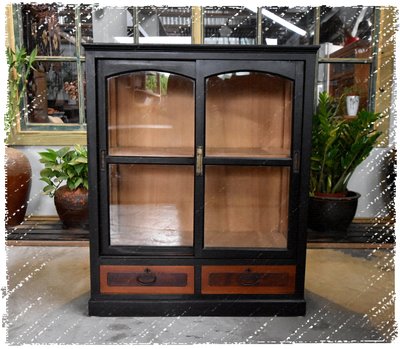 ^_^ 多 桑 台 灣 老 物 私 藏 ----- 乾淨簡雅的台灣老檜木三面光玻璃櫃