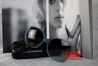 優買二手精品名牌店 CHANEL 土耳其藍 雙C LOGO 方框 基本款 GAGA 膠框 眼鏡 太陽眼鏡 墨鏡 美品II
