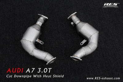 RES RACING 奧迪A7 3.0T A6L改裝RES隔熱頭段直通/頭段三元排氣