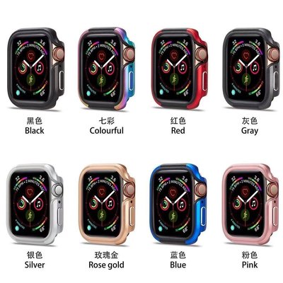 gaming微小配件-適用蘋果手錶Apple Watch 45678新款矽膠材質+鋁合金邊框 蘋果手錶iWatch 7代8代保護殼套金屬邊框-gm