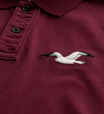 HCO Hollister 海鷗 現貨 彈性 POLO 衫 酒紅色 立體海鷗