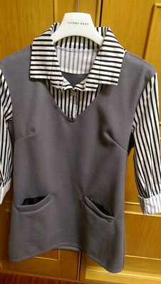 日韓條紋襯衫假二件式GOZO TOP-DO MASTINA款長版上衣