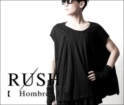 RUSH Hombre (曼谷空運) 設計師款不對稱剪裁單肩蝶翼垂墜無袖上衣 (男女皆可) (原價850)