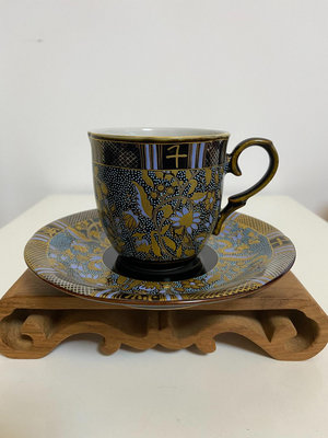 日本回流 Vintage 中古 老九谷燒重工咖啡杯 碟幾乎全17758
