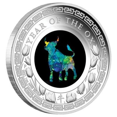 澳洲 紀念幣 2021 1oz 蛋白石生肖系列-牛年 生肖紀念銀幣 原廠原盒