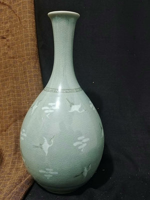zwx 日本回流 趙京 高麗青瓷 高麗青磁 花瓶，口徑5CM，高31