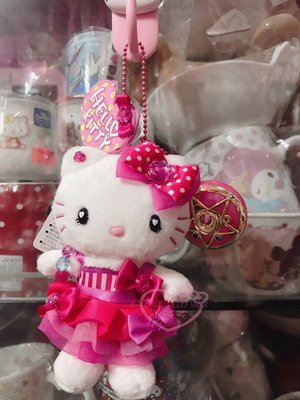 ♥小花花日本精品♥hello kitty凱蒂貓造型粉紅洋裝環球限定吊飾玩偶吊偶+月光寶盒造型悠遊卡